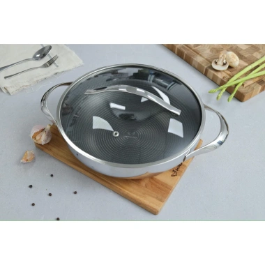 Chảo lẩu Kaiyo vân nổi 2 quai sâu lòng đa năng - Chiên, xào, nồi lẩu, dùng mọi bếp - 835.000₫