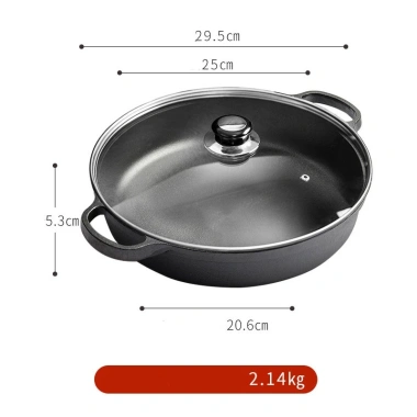 Chảo Nồi Gang Đế Bằng 2 Tai Xách Chống Dính Tự Nhiên Gas, Từ, Hồng Ngoại Giá 590.000 VND 7