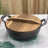 Chảo Nồi Gang Sâu Lòng Đúc Nguyên Khối 20-25cm, Tặng Vung Gỗ, Giá Ưu Đãi 95.800 VND 7