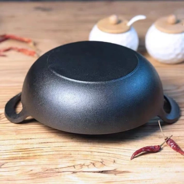 Chảo Nồi Gang Sâu Lòng Đúc Nguyên Khối 20-25cm, Tặng Vung Gỗ, Giá Ưu Đãi 95.800 VND