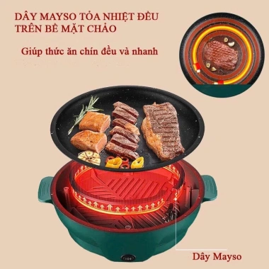 Chảo Nướng Điện 26cm Vân Đá - Chống Dính, Siêu Bền, Nướng BBQ Hàn Quốc, Giá 79.000