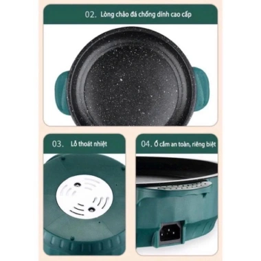 Chảo Nướng Điện 26cm Vân Đá - Chống Dính, Siêu Bền, Nướng BBQ Hàn Quốc, Giá 79.000
