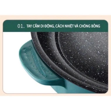 Chảo Nướng Điện 26cm Vân Đá - Chống Dính, Siêu Bền, Nướng BBQ Hàn Quốc, Giá 79.000