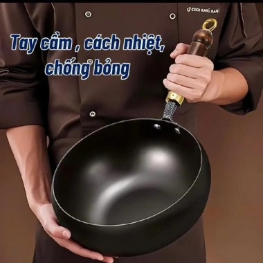 Chảo Rán Chống Dính Lòng Sâu 24cm Đế Bằng, Dùng Bếp Ga, Từ, Điện, Kèm Nắp Đậy