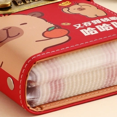 Chất kết dính tiền tiết kiệm TAXON Capybara, khóa, Da PU tháo rời, 100 tờ Sổ tay ngân sách 5