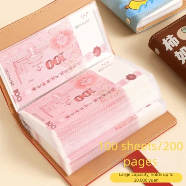 Chất kết dính tiền tiết kiệm TAXON Capybara, khóa, Da PU tháo rời, 100 tờ Sổ tay ngân sách 7