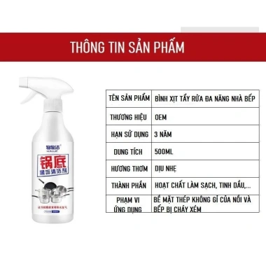 Chất tẩy rửa đáy nồi 500ml - Nước lau bếp tẩy dầu mỡ, sạch vết đen, bếp sáng bóng 9