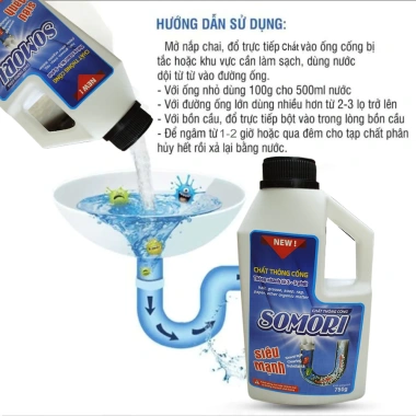Chất Thông Đường Ống Bệt Vệ Sinh SOMORI 750g - Tắc Nghẽn Hiệu Quả, 99.000đ 2