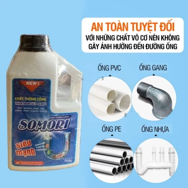 Chất Thông Đường Ống Bệt Vệ Sinh SOMORI 750g - Tắc Nghẽn Hiệu Quả, Giá 73.000₫ 3 Chất Thông Đường Ống Bệt Vệ Sinh SOMORI 750g - Tắc Nghẽn Hiệu Quả, Giá 73.000₫ 3