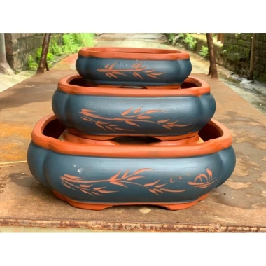 Chậu Bonsai chữ nhật màu vàng tàu 3 size - Giá ưu đãi 380.000đ, chất lượng cao 5