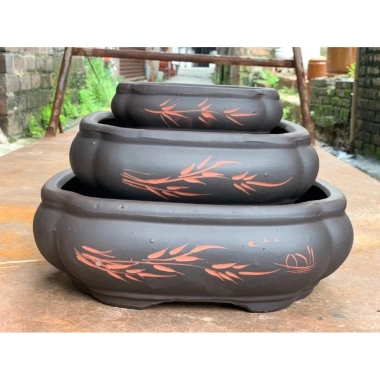 Chậu Bonsai chữ nhật màu vàng tàu 3 size - Giá ưu đãi 380.000đ, chất lượng cao 6