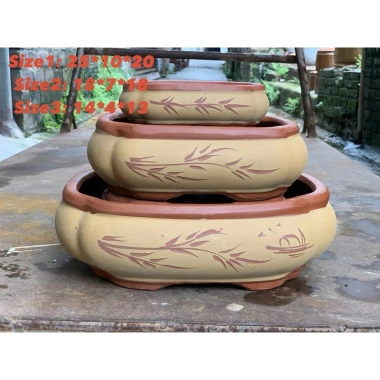 Chậu Bonsai chữ nhật màu vàng tàu 3 size - Giá ưu đãi 380.000đ, chất lượng cao 8