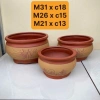 Chậu bonsai tròn gốm đất nung màu vàng tàu vẽ cảnh - 3 size, giá ưu đãi 395.000₫