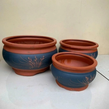 Chậu bonsai tròn gốm đất nung màu vàng tàu vẽ cảnh - 3 size, giá ưu đãi 395.000₫ 5