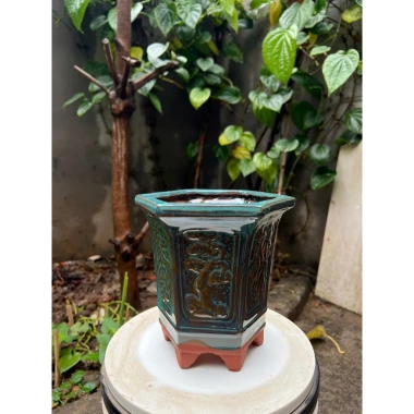 Chậu Cây Cảnh Gốm Bát Tráng Men Hỏa Xanh Ngọc S – Bonsai Mini, Sen Đá, Phong Thủy 100k 3