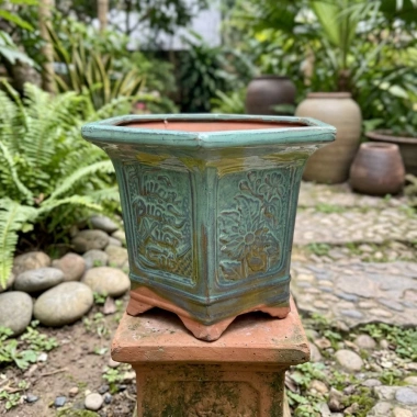 Chậu Cây Cảnh Gốm Bát Tráng Men Hỏa Xanh Ngọc S – Bonsai Mini, Sen Đá, Phong Thủy 100k 5
