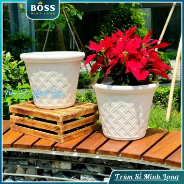 Chậu cây hoạ tiết La Mã giả mây đan - Trang trí nhà, phòng làm việc, giá 29.000 2