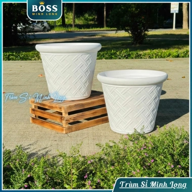 Chậu cây hoạ tiết La Mã giả mây đan - Trang trí nhà, phòng làm việc, giá 29.000 5