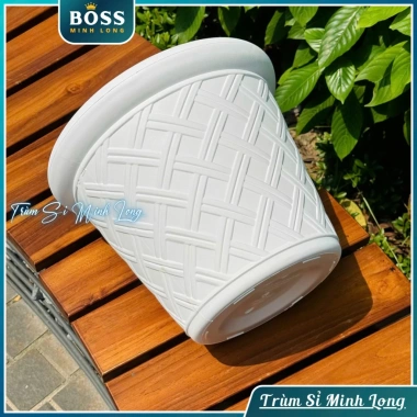 Chậu cây hoạ tiết La Mã giả mây đan - Trang trí nhà, phòng làm việc, giá 29.000 6