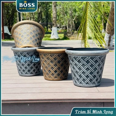 Chậu cây hoạ tiết La Mã giả mây đan - Trang trí nhà, phòng làm việc, giá 29.000 7