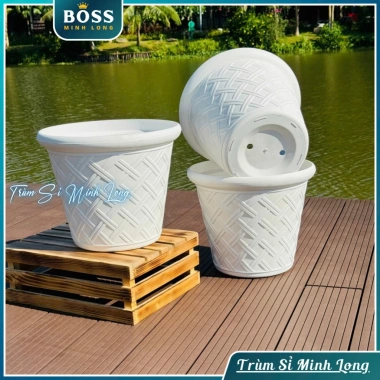 Chậu cây hoạ tiết La Mã giả mây đan - Trang trí nhà, phòng làm việc, giá 29.000 8