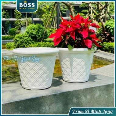 Chậu cây hoạ tiết La Mã giả mây đan - Trang trí nhà, phòng làm việc, giá 29.000 9