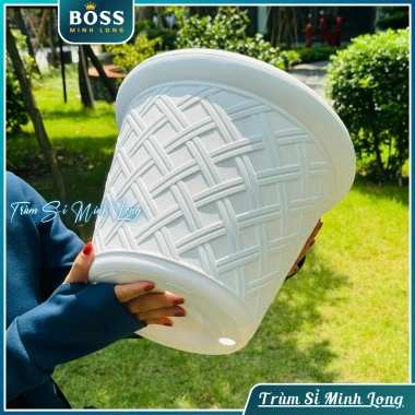 Chậu cây hoạ tiết La Mã giả mây đan - Trang trí nhà, phòng làm việc, giá 29.000 10