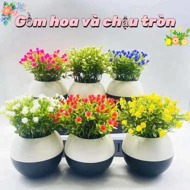Chậu cây mô phỏng Gypsophila có hoa - Trang trí bàn làm việc, giá ưu đãi 40.000₫
