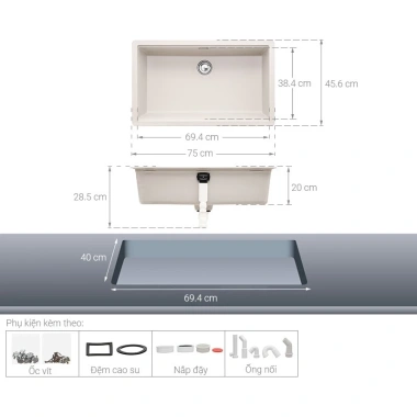 Chậu Đá HS20-GED1S80 Hafele 570.30.800 - Sang trọng giảm 23% chỉ 12,038,000₫ 8