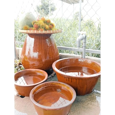 Chậu đa năng gốm 7: rửa rau, trồng sen, ngâm chân, nuôi cá, rửa tay - 139.000₫ 6