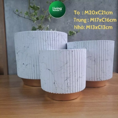 Chậu để bàn gôm sứ cao cấp, chậu trồng cây vân đá sang trọng - Giá chỉ 78.000đ