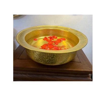 Chậu đồng vàng gò thủ công vã hoa hạt 27cm/36cm - giảm còn 980.000₫