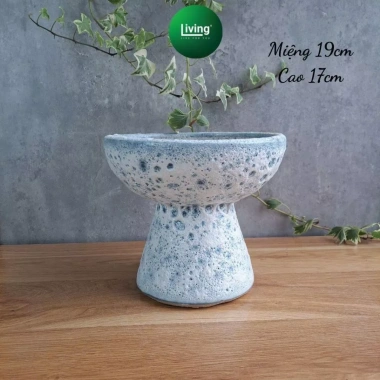 Chậu gốm Bát Tràng men Atlantic - Chậu men sôi xinh cho cây cắm hoa Living 120k