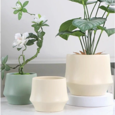 Chậu gốm hiện đại dạng lẻ phong, trồng cây cầm hoa, decor nhà cửa xinh xắn Living Decor