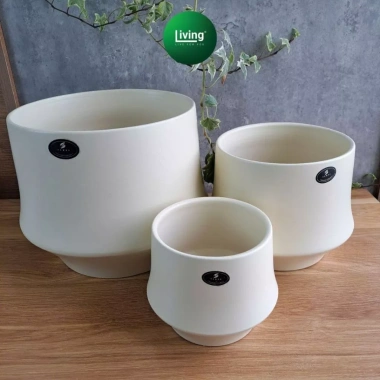 Chậu gốm hiện đại dạng lẻ phong, trồng cây cầm hoa, decor nhà cửa xinh xắn Living Decor