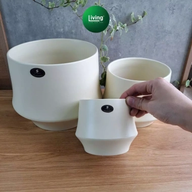 Chậu gốm hiện đại dạng lẻ phong, trồng cây cầm hoa, decor nhà cửa xinh xắn Living Decor