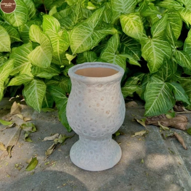 Chậu gốm sứ Bát Tràng men sôi trắng khoan lỗ - Trang trí hoa lan, nội thất, giá 129.000 VND 4