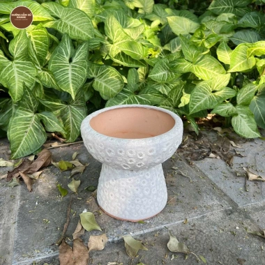 Chậu gốm sứ Bát Tràng men sôi trắng khoan lỗ - Trang trí hoa lan, nội thất, giá 129.000 VND 10