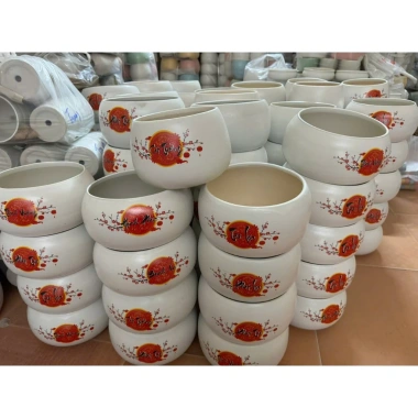 Chậu gốm sứ hoa đào trồng cây trang trí để bàn - Mẫu chữ đa dạng, giá 35.000 VND