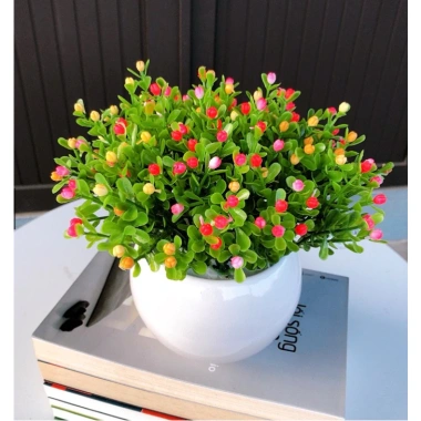 Chậu hoa cắm sẵn chiêm điểm hồng, hoa chuông xinh - Trang trí bàn, kệ, chỉ 69.000₫