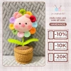 Chậu Hoa Len Mini Để Bàn - Quà Tặng Handmade Sinh Nhật 8/3 20/10 Giá 65k