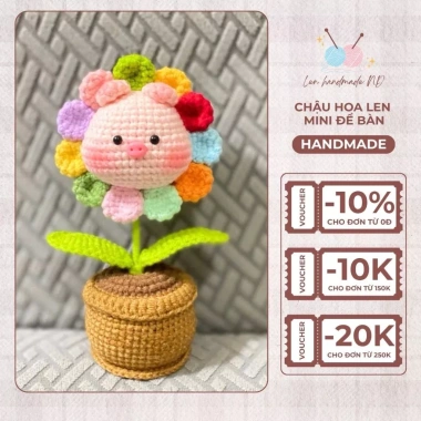 Chậu Hoa Len Mini Để Bàn - Quà Tặng Handmade Sinh Nhật 8/3 20/10 Giá 65k