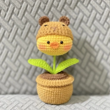 Chậu Hoa Len Mini Để Bàn - Quà Tặng Handmade Sinh Nhật 8/3 20/10 Giá 65k