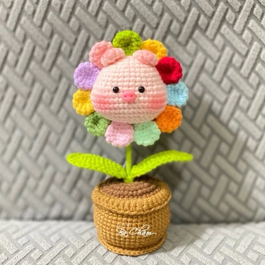 Chậu Hoa Len Mini Để Bàn - Quà Tặng Handmade Sinh Nhật 8/3 20/10 Giá 65k