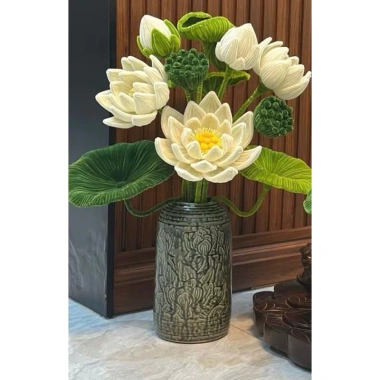 Chậu hoa sen kẽm nhung thành phẩm + chậu sứ – Giá ưu đãi 279.000đ, giảm tới 20%