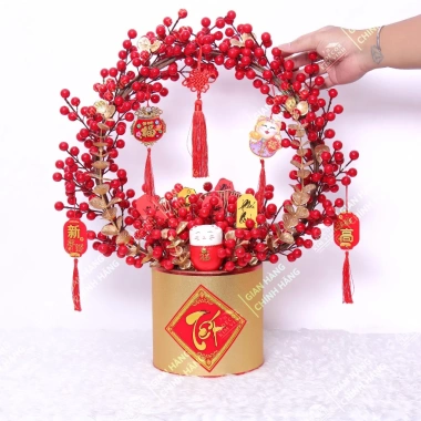 Chậu Hoa Tết Đào Đông A19 Handmade – May Mắn Tài Lộc, Trang Trí Tết 255k
