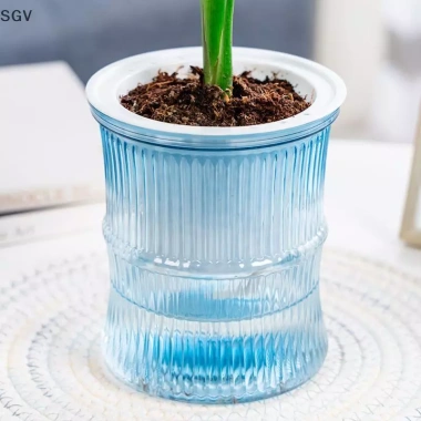 Chậu hoa thủy canh tự động lười biếng - Lọ hoa 2 lớp nhựa, tự tưới, văn phòng, 33.900₫ 6