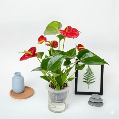 Chậu hồng môn thủy sinh 25cm - Trang trí nội thất sang trọng, dễ chăm sóc, giá ưu đãi 25.000₫ 3