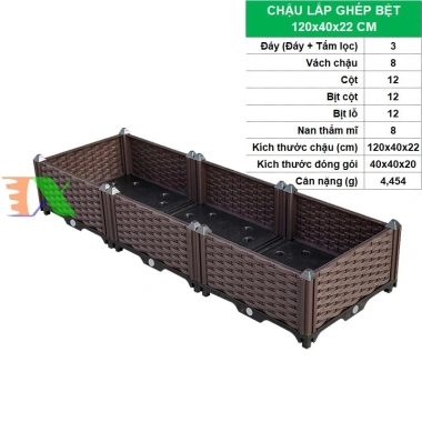 Chậu lắp ghép CLG-40 thông minh 120x40x22cm - Trồng rau hoa đa năng, giá ưu đãi 417.000₫ 10