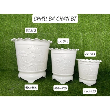 Chậu nhựa ba chân hoa sen giả sứ cao cấp – 3 kích thước, giá chỉ 45.000đ 4